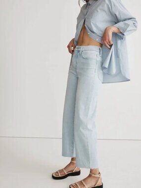 Madewell The Perfect Vintage Wide-Leg Crop Jean in Ward Wash: Raw-Hem Edition 30